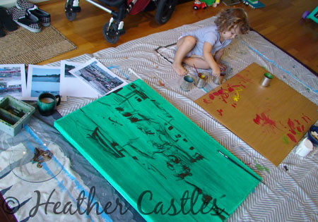 Heather Castles fine art acrylic painting work-in-progress