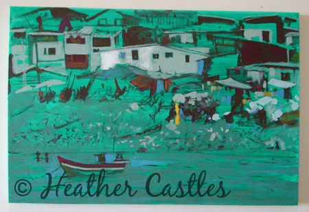 Heather Castles fine art acrylic painting work-in-progress