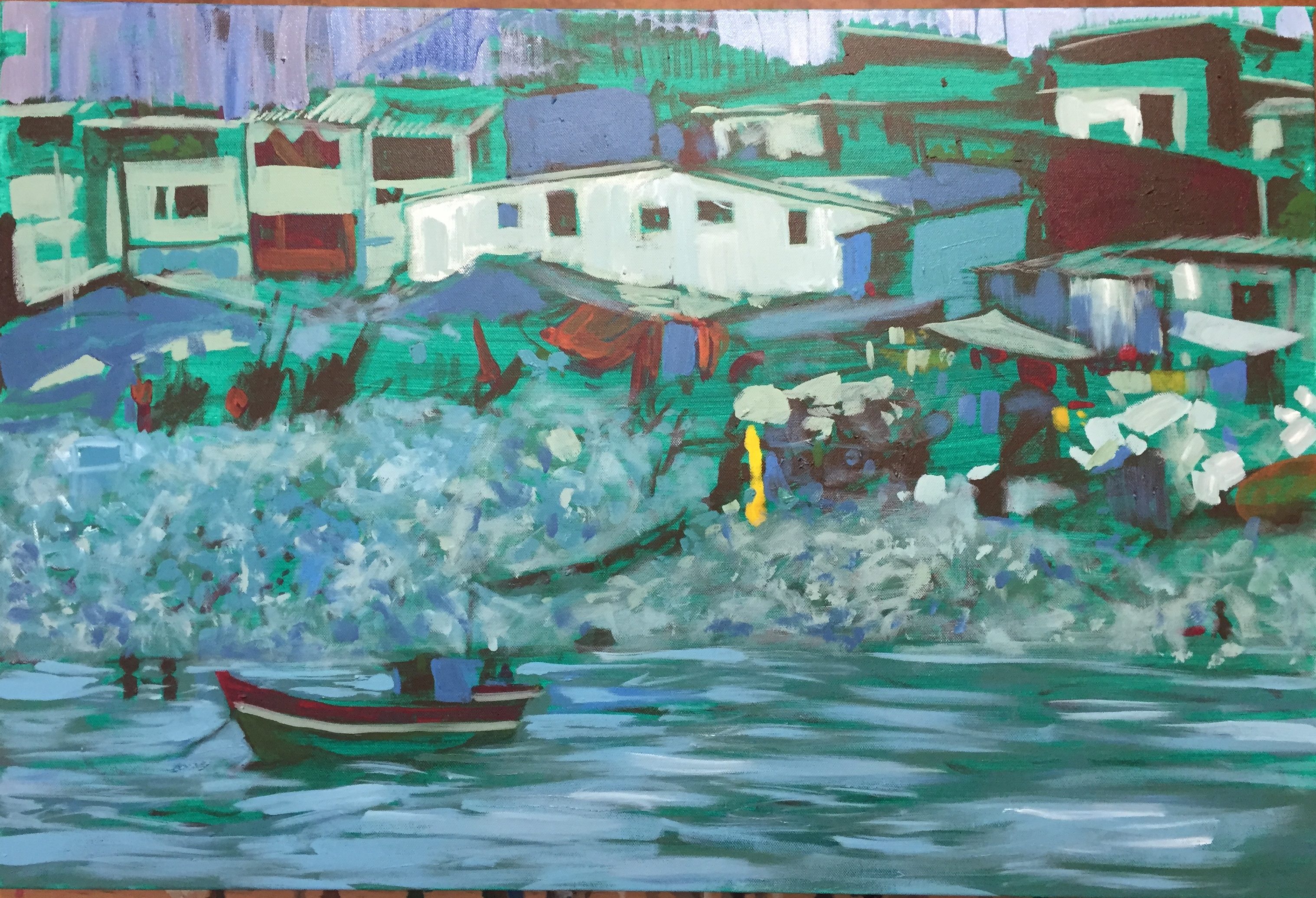 Heather Castles fine art acrylic painting work-in-progress