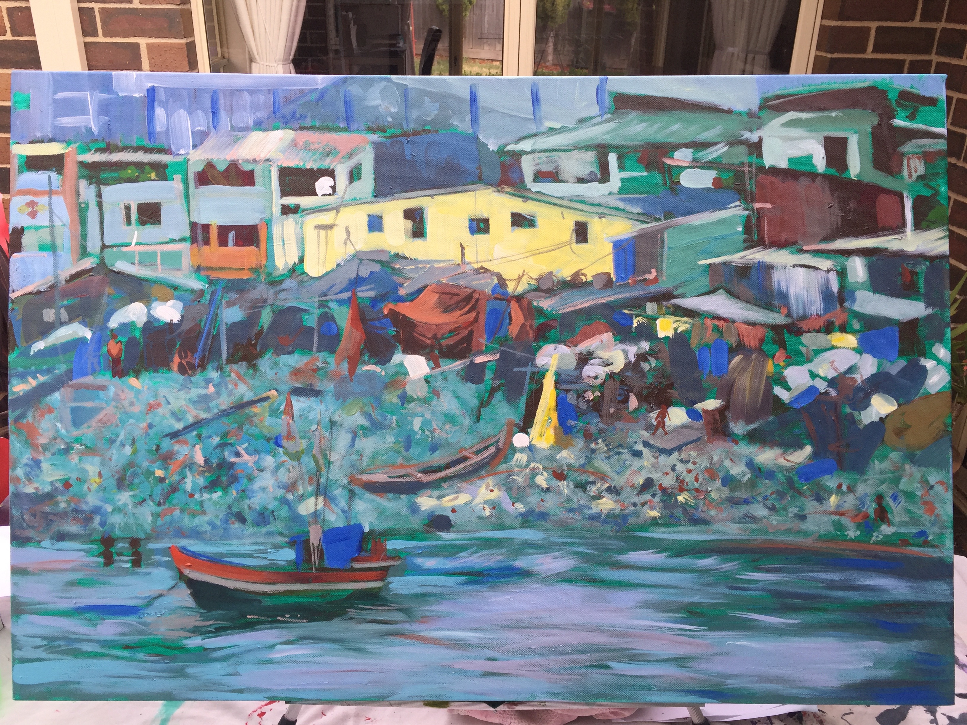 Heather Castles fine art acrylic painting work-in-progress