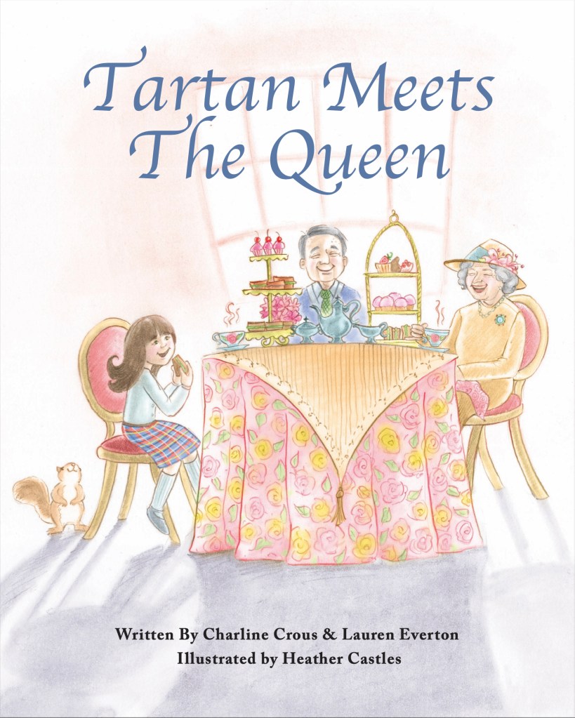 pencil digital illustrations queen England girl squirrel tea party Buckingham palace