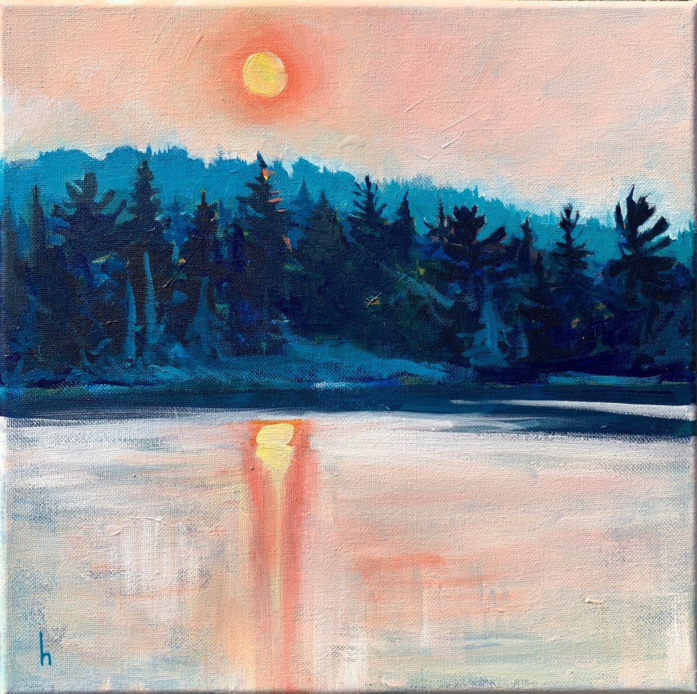 algonquin rain lake acrylic sketch heather castles en plein air