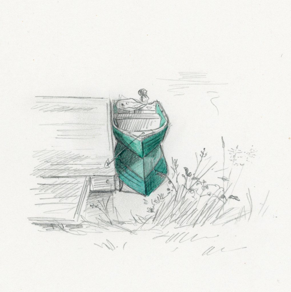 boat watercolour pencil canada sketch