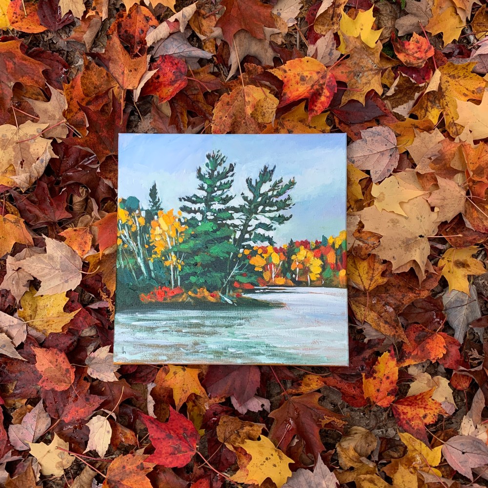 Canadian, artist, en plein air, acrylic, autumn canada, muskoka