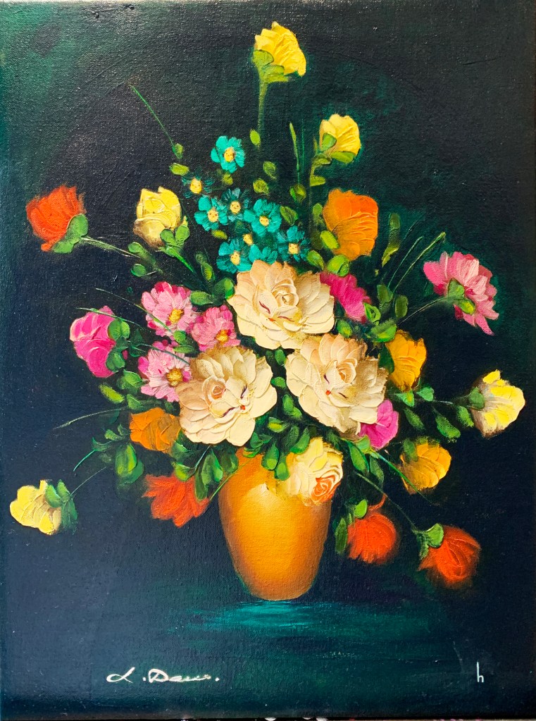 upcycled vintage art floral heather castles