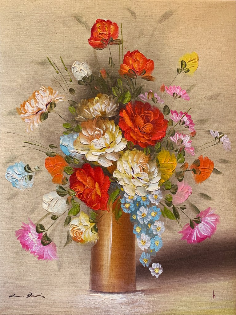 upcycled vintage art floral heather castles