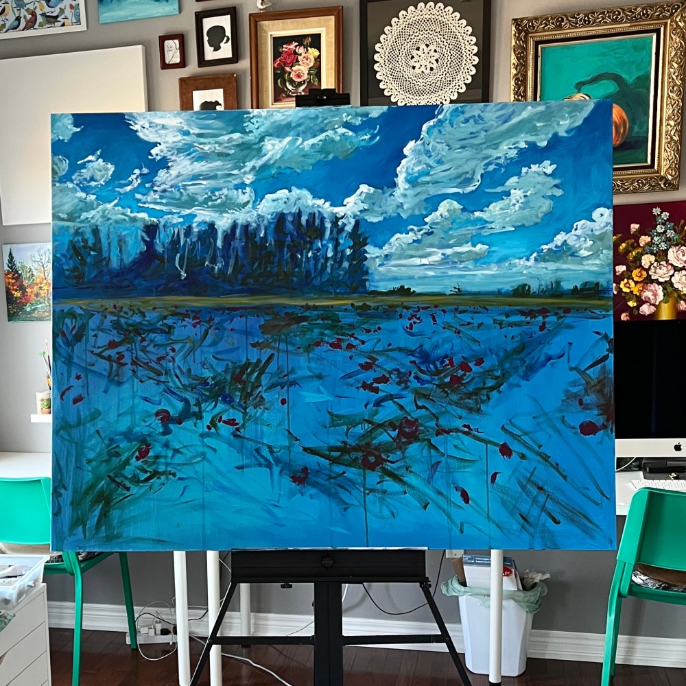 acrylic painting heather castles dahlias Canadian artist