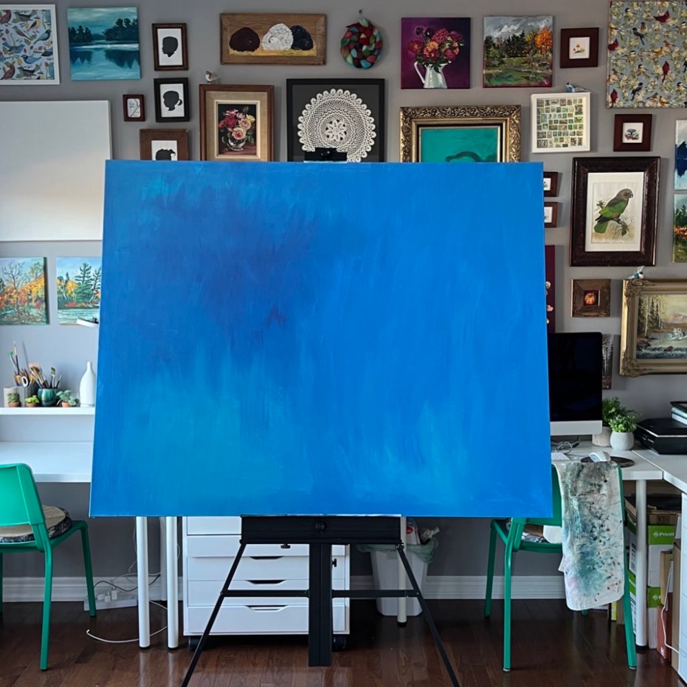 acrylic painting heather castles dahlias Canadian artist