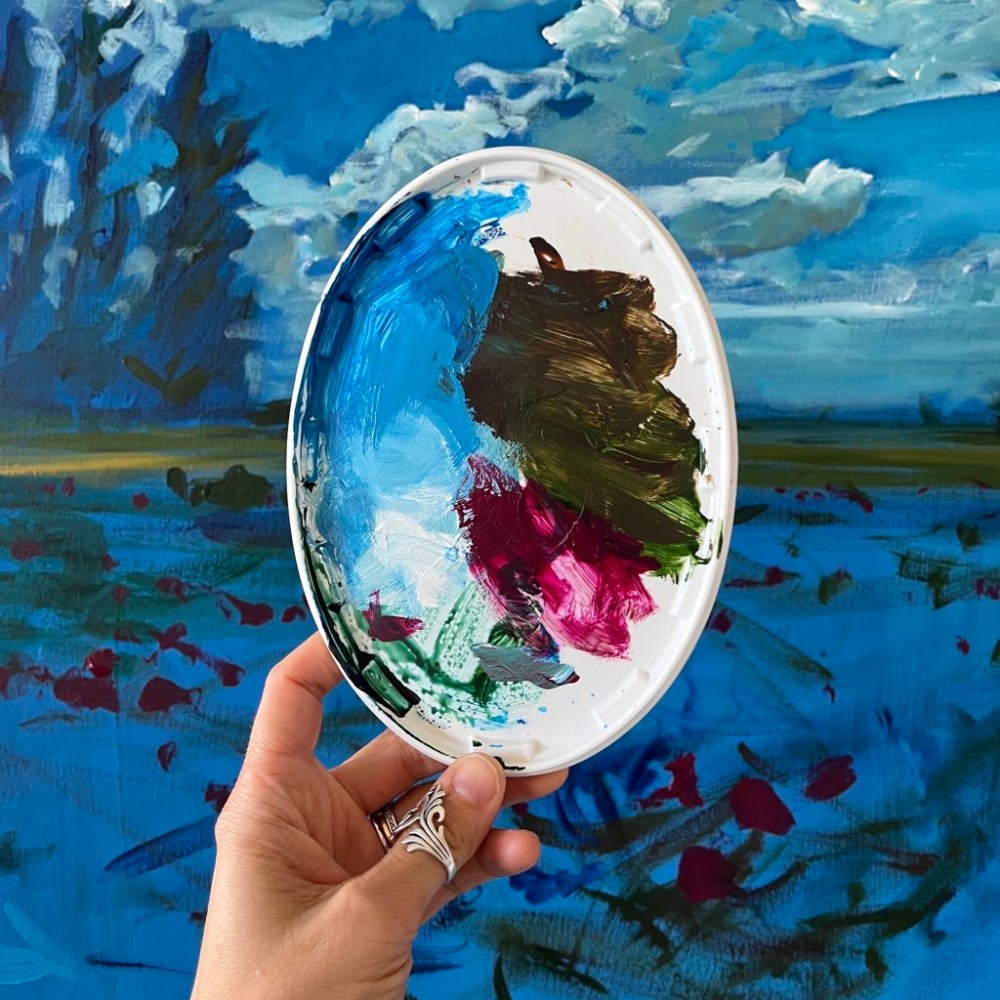 acrylic painting heather castles dahlias Canadian artist