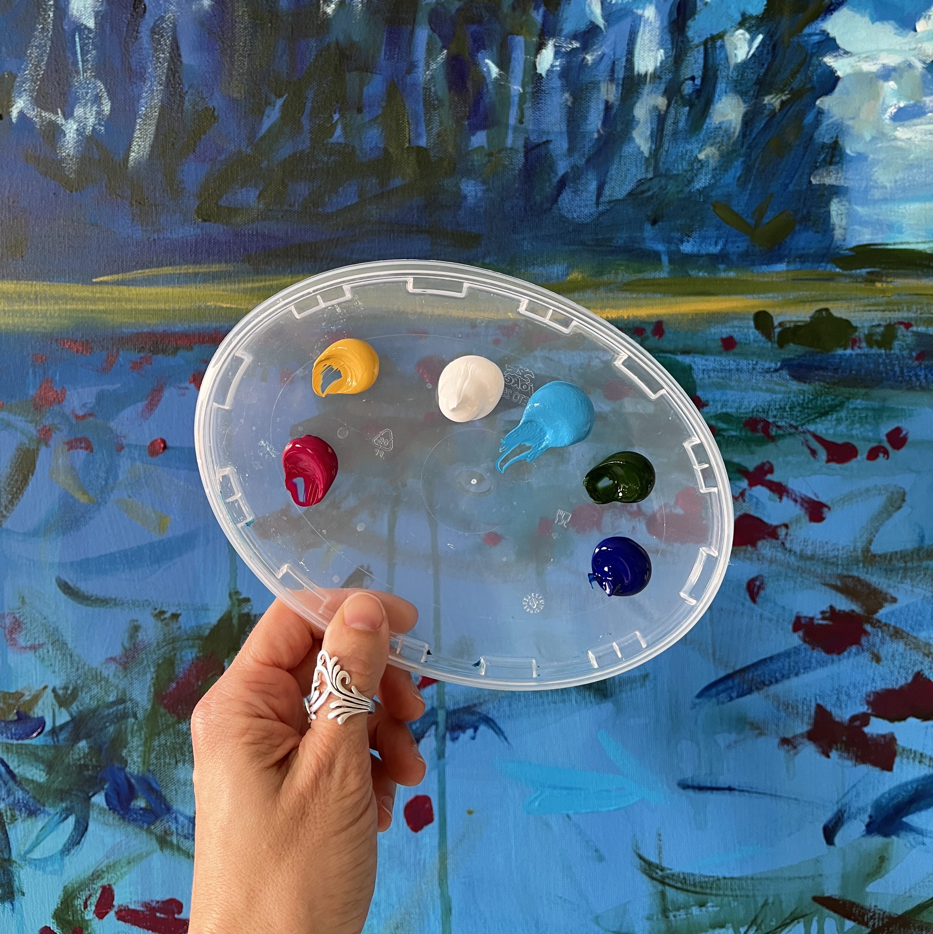 acrylic painting heather castles dahlias Canadian artist