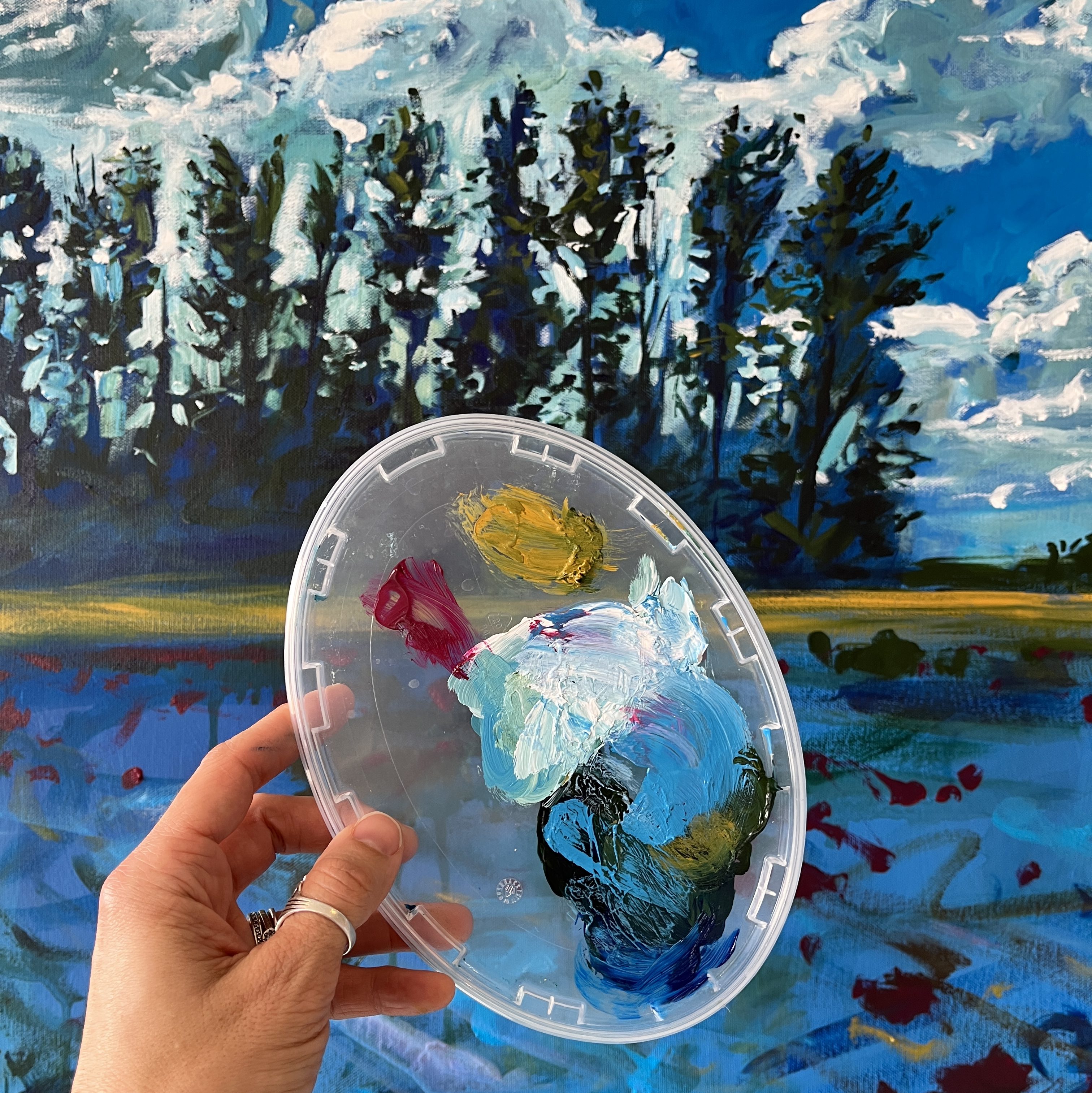 acrylic painting heather castles dahlias Canadian artist