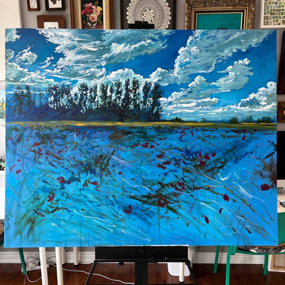 acrylic painting heather castles dahlias Canadian artist