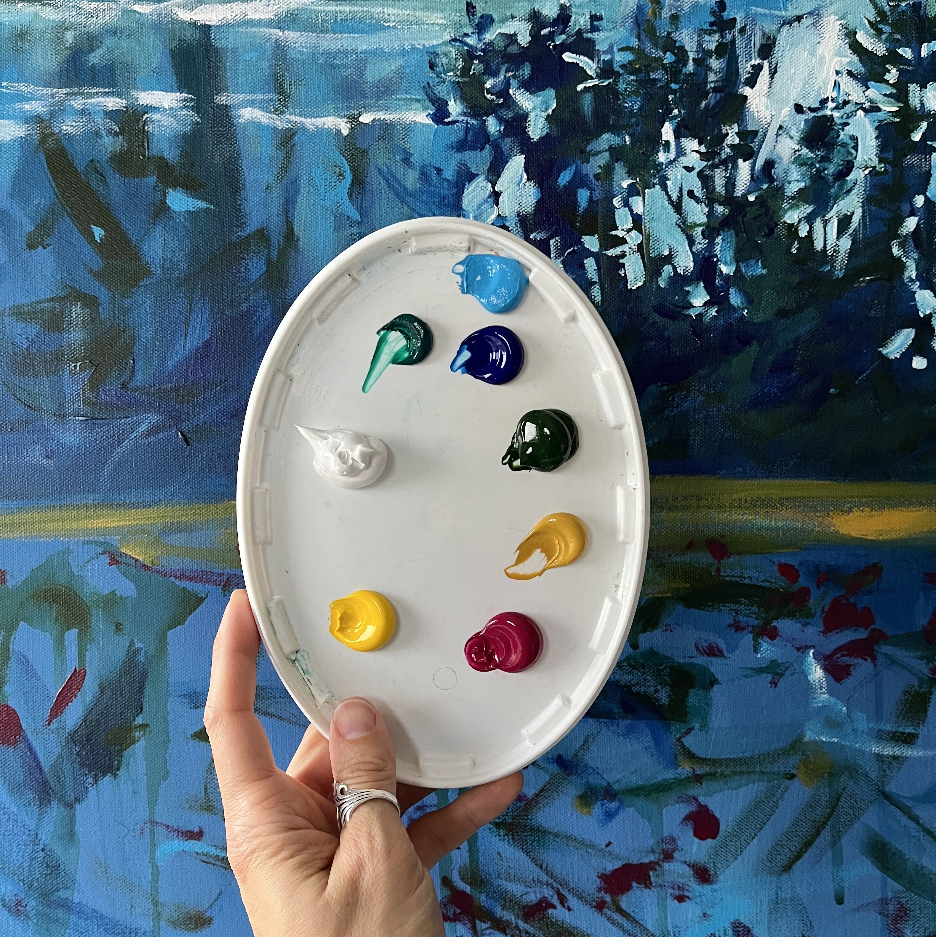 acrylic painting heather castles dahlias Canadian artist