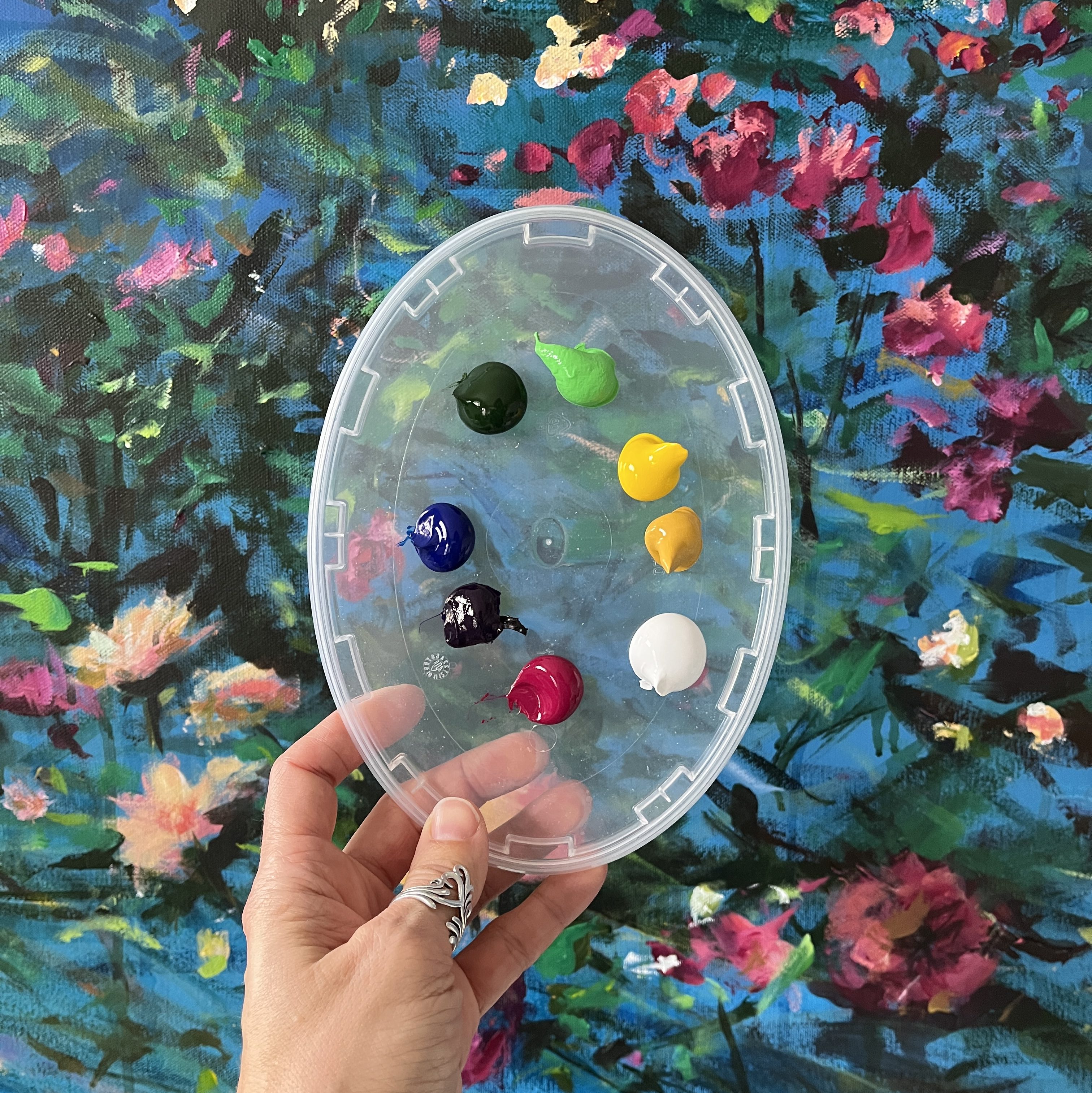 acrylic painting heather castles dahlias Canadian artist