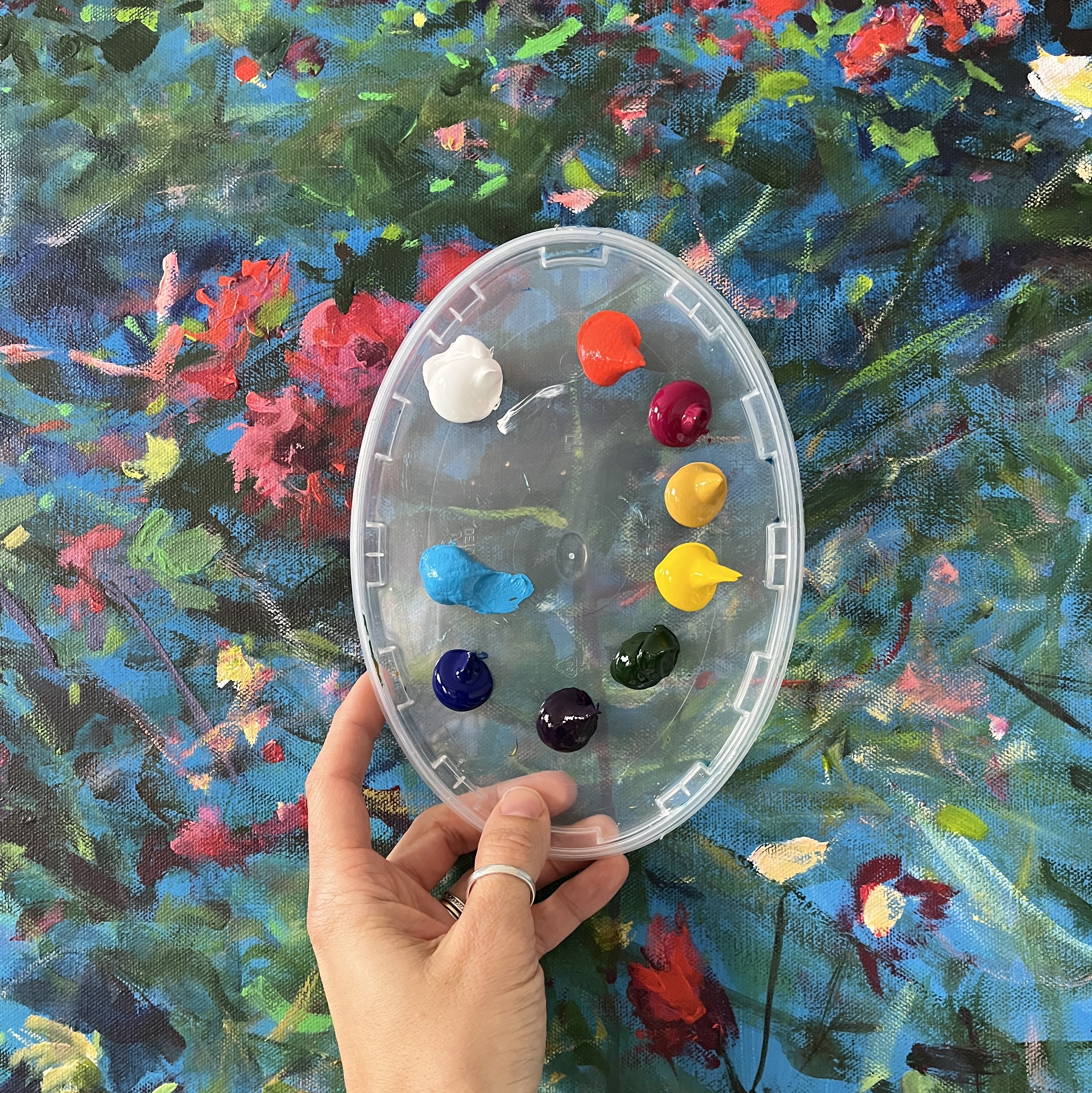 acrylic painting heather castles dahlias Canadian artist