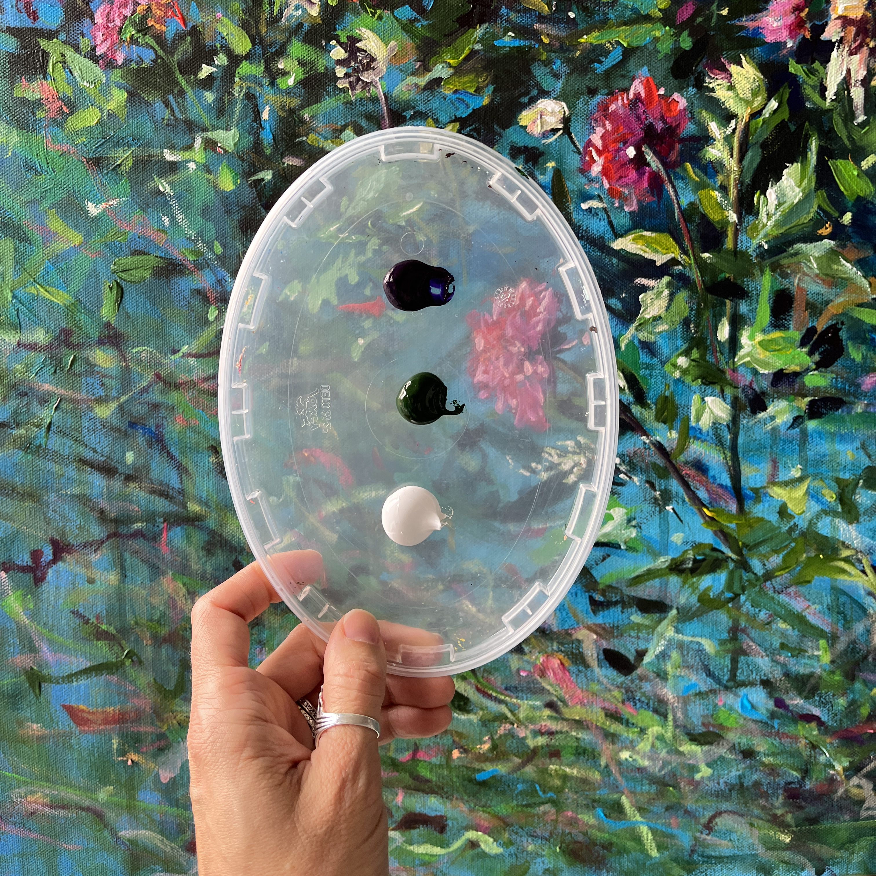 acrylic painting heather castles dahlias Canadian artist