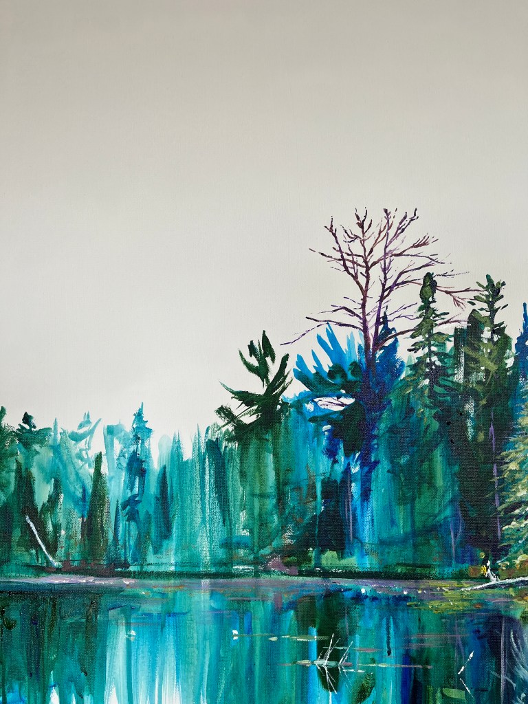 heather castles Algonquin Park acrylic painting McCraney lake
