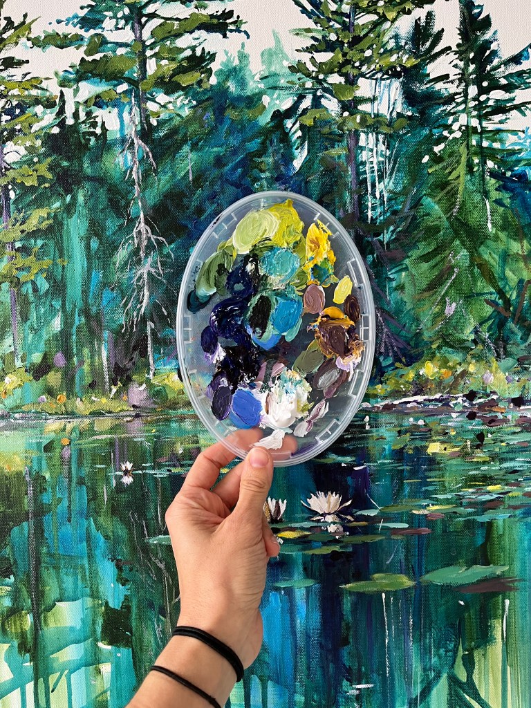 heather castles Algonquin Park acrylic painting McCraney lake