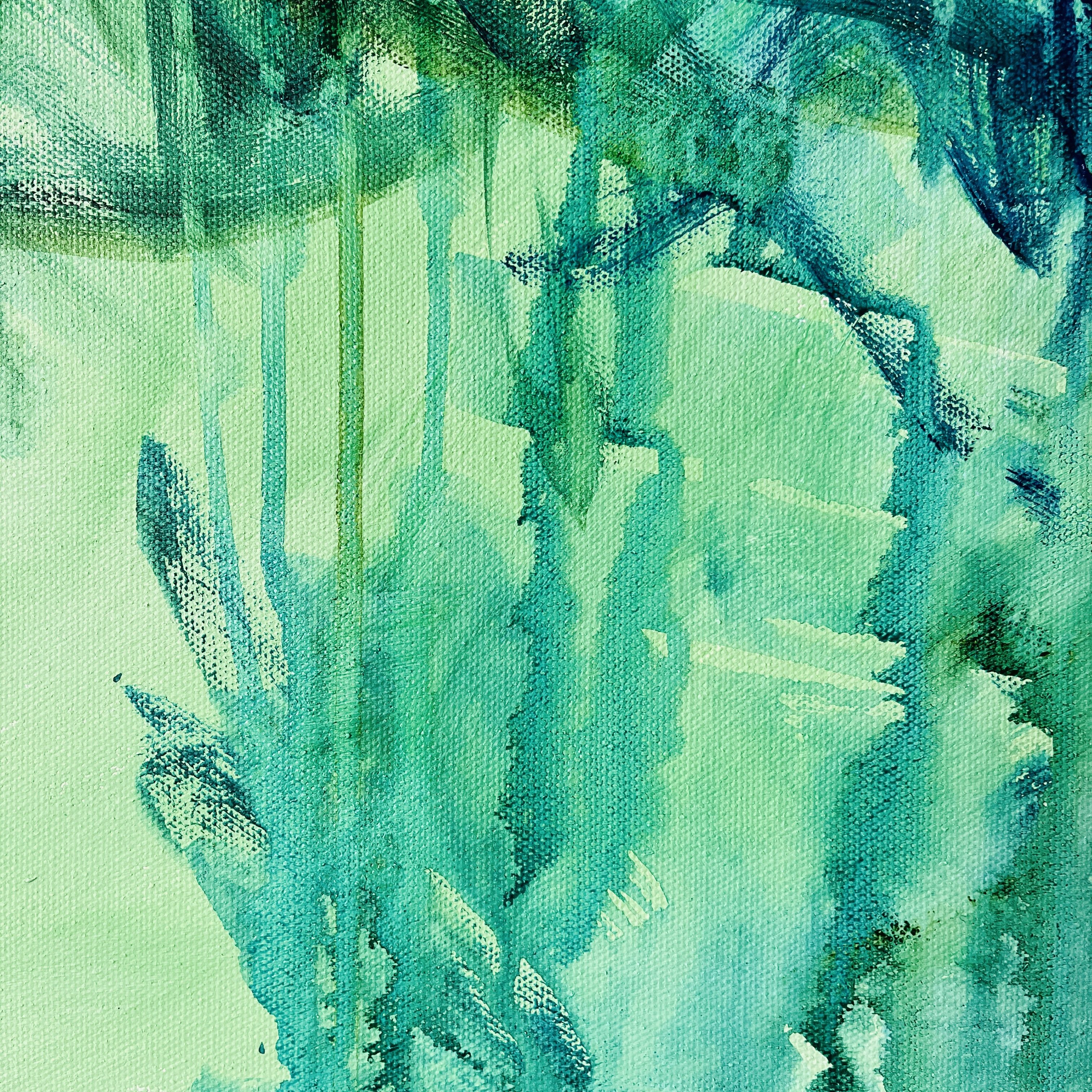 Acrylic Painting by Heather Castles of a field of dahlias at Andrews Scenic Acres, Milton, Ontario