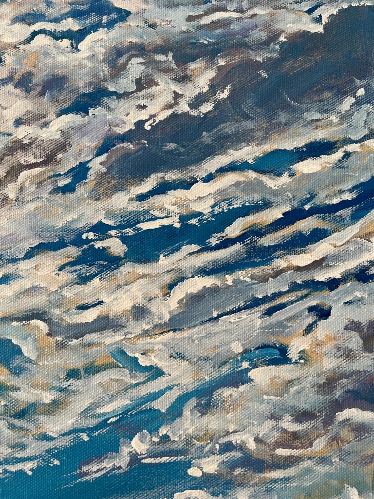 Acrylic Painting by Heather Castles of a field of dahlias at Andrews Scenic Acres, Milton, Ontario