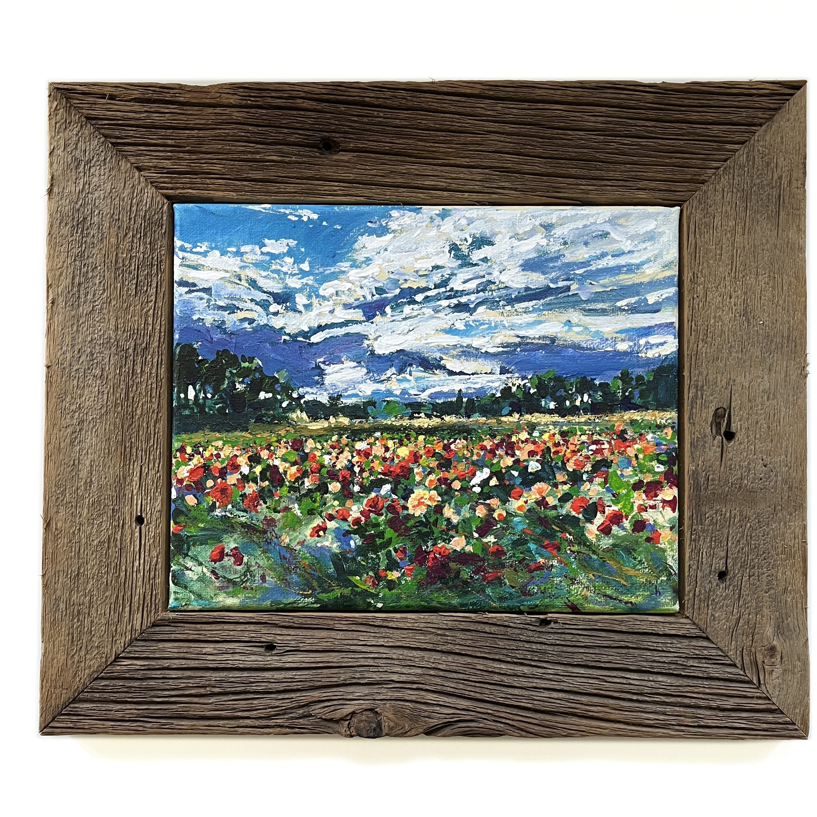 Acrylic painting study of landscape and produce at Andrews Scenic Acres in Milton, Ontario, Canada