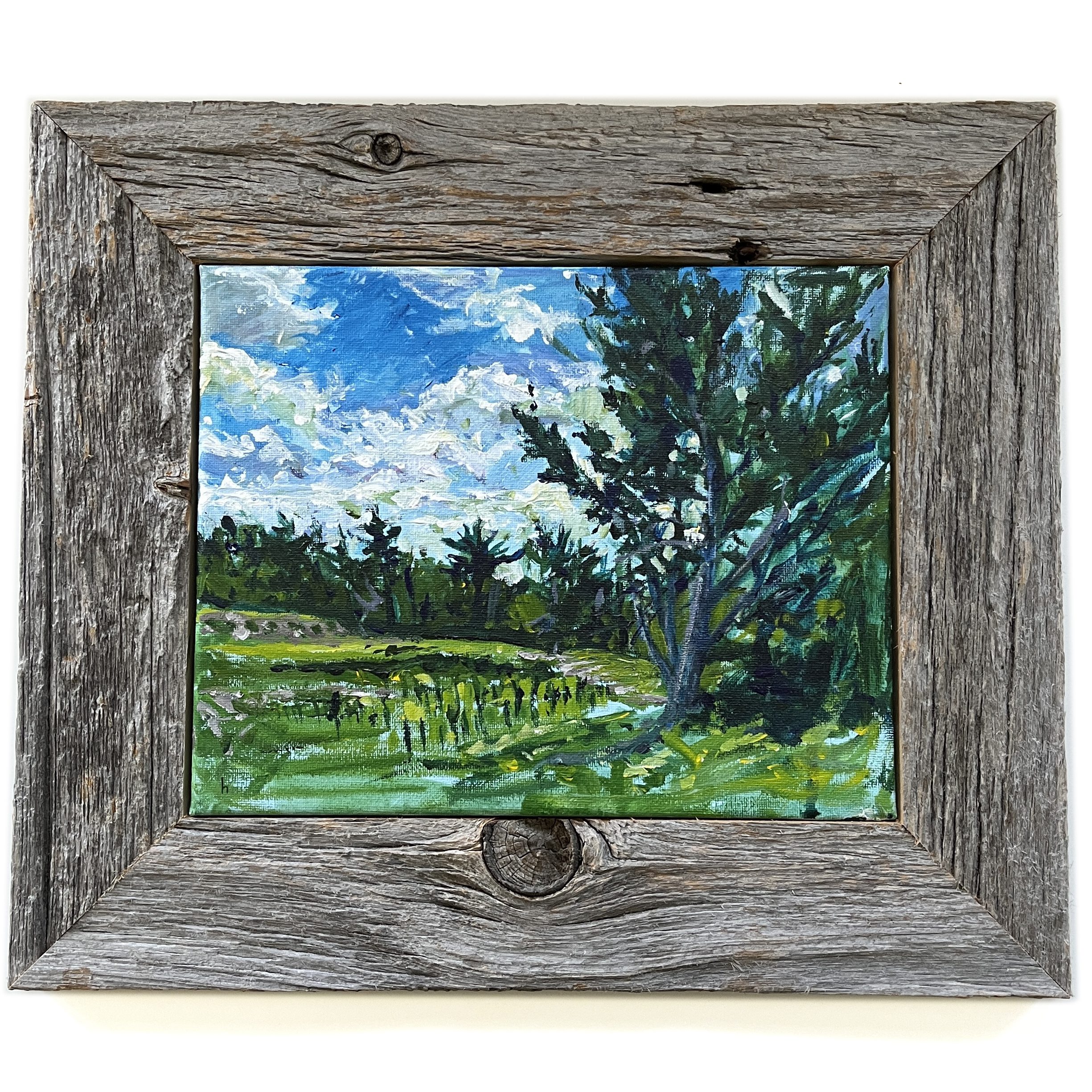 Acrylic painting study of landscape and produce at Andrews Scenic Acres in Milton, Ontario, Canada