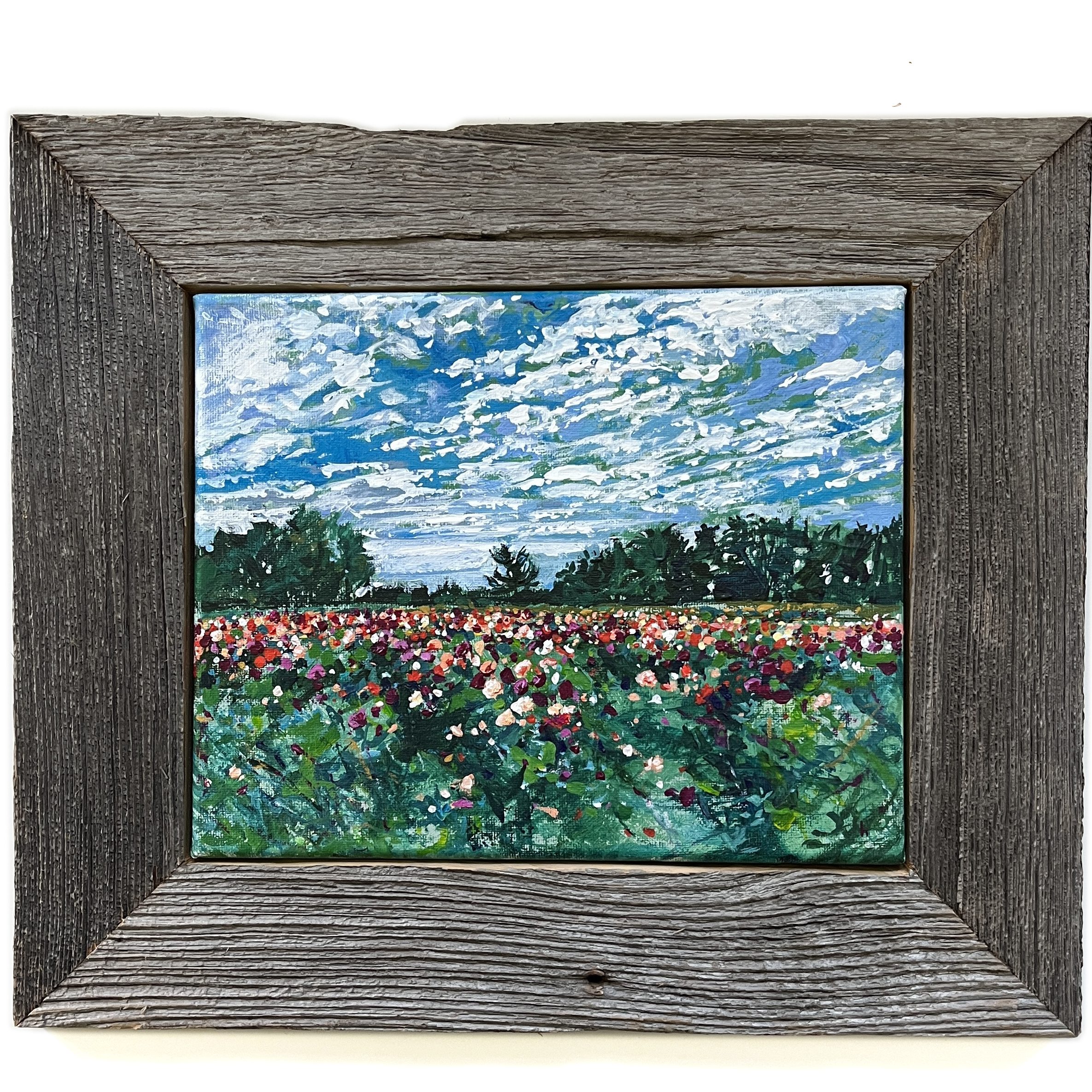 Acrylic painting study of landscape and produce at Andrews Scenic Acres in Milton, Ontario, Canada