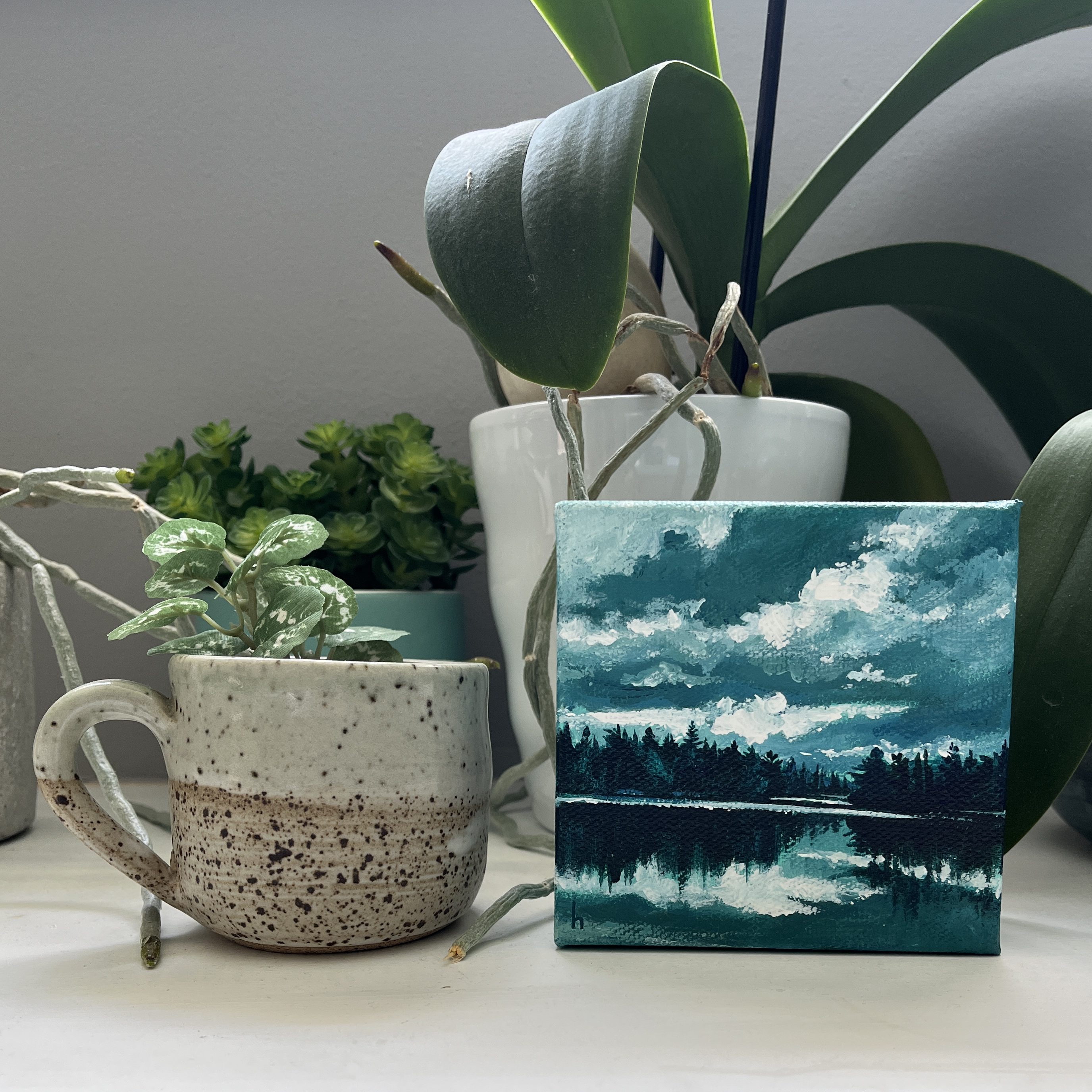Petite expressionist acrylic paintings by Heather Castles inspired by Algonquin Park, Ontario.