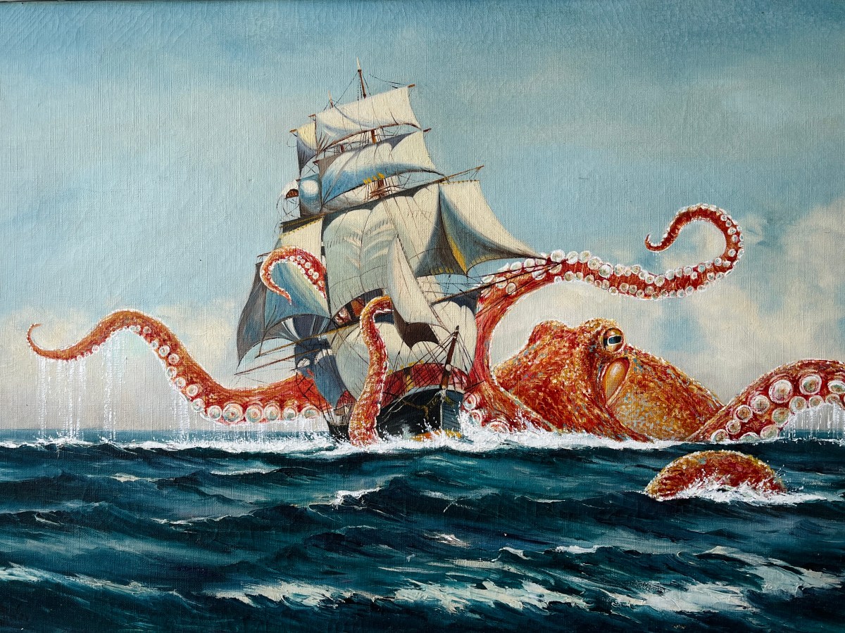 Octopus Vs Ship Art Drop